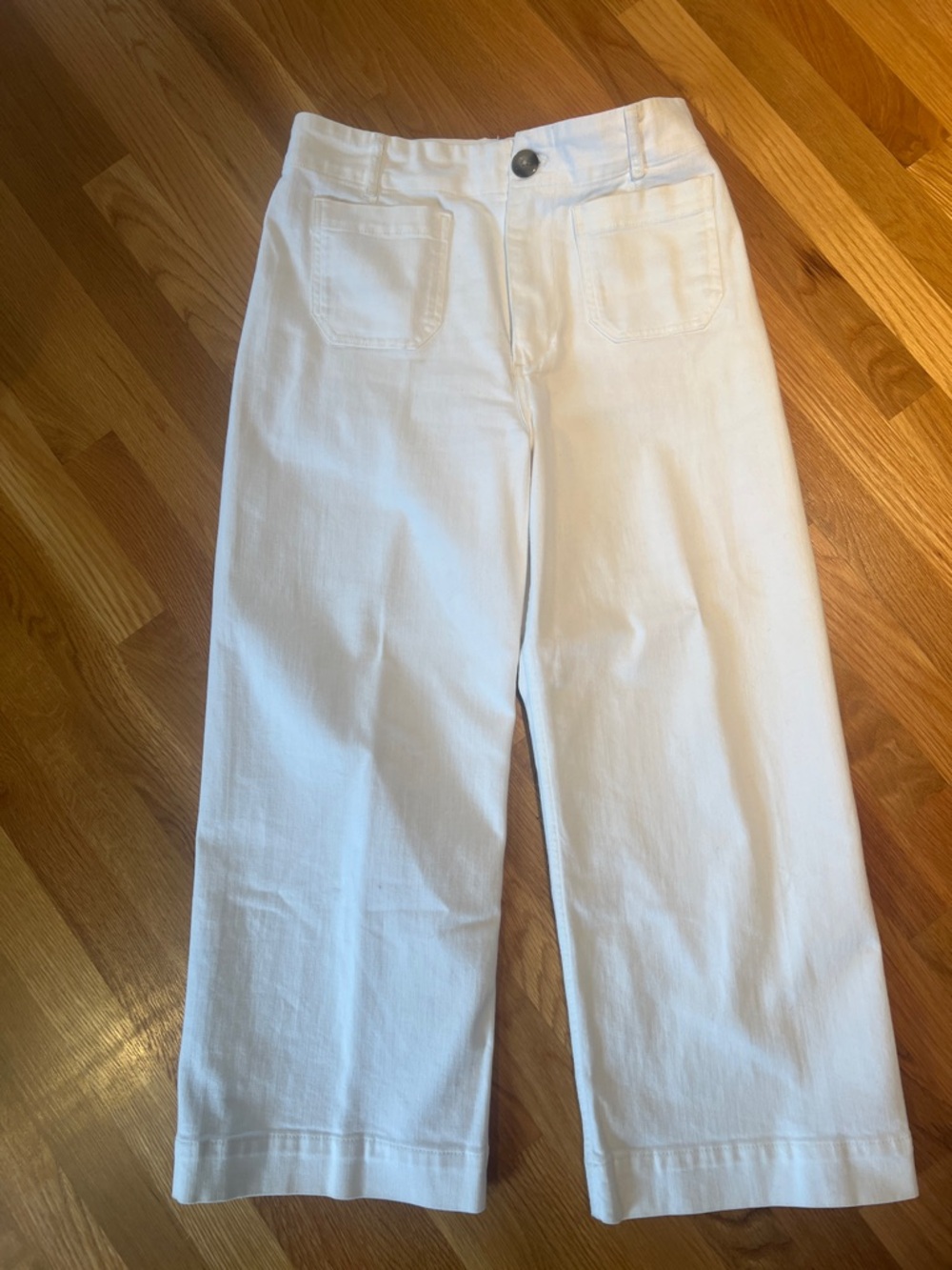 Anthropologie Maeve Colette White Wide-Leg Crop Jeans